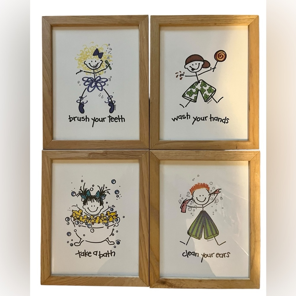 Set of 4 Framed Bathroom Art Prints
